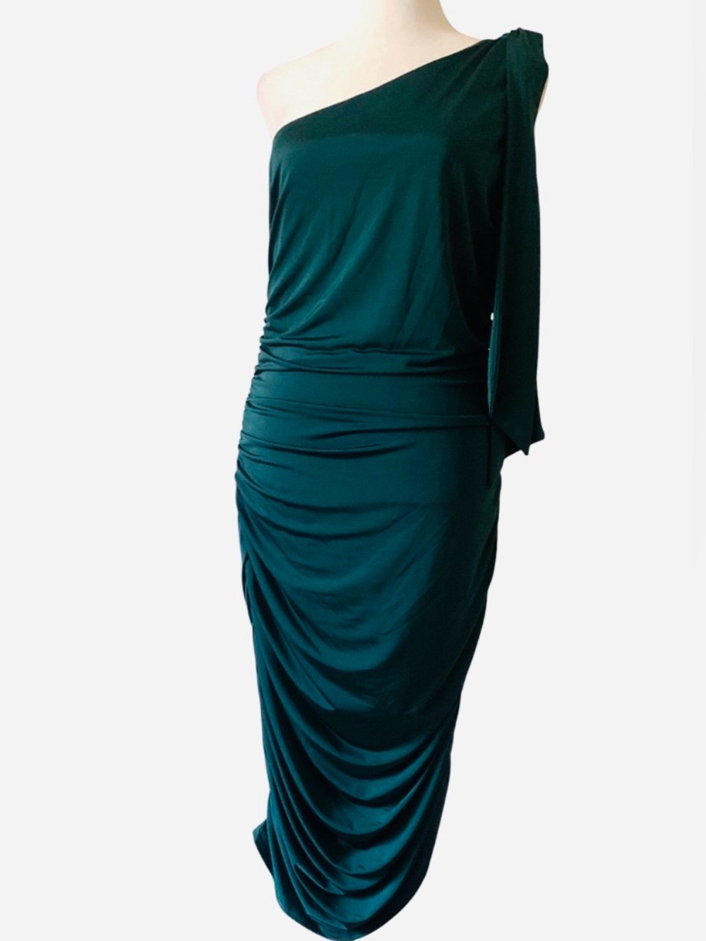 Julia Jordan Women’s Green Ruched One Shoulder Dress, Size 10. NWT